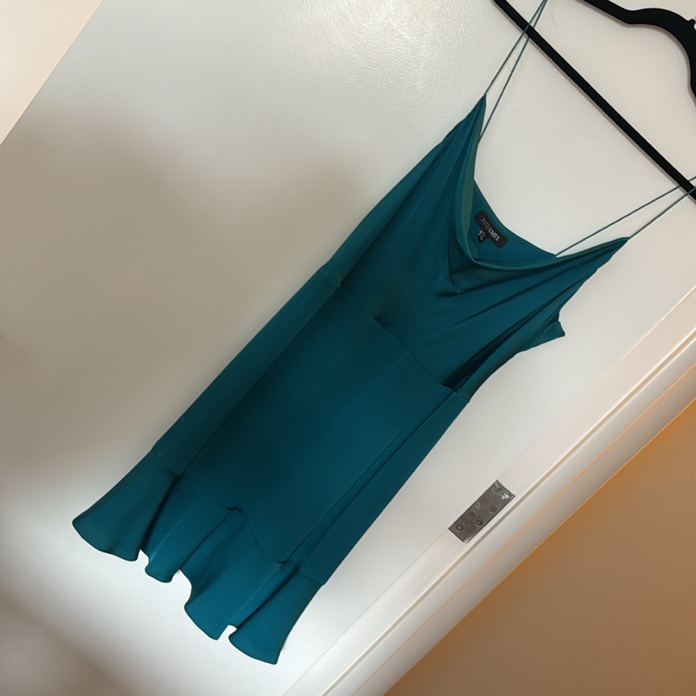 Intermix teal sheen dress NWT